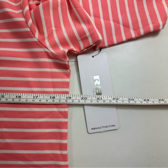 NWT RBX V Neck Hooded Sweatshirt Women’s Medium Mid Pocket French Terry Striped - Picture 5 of 7